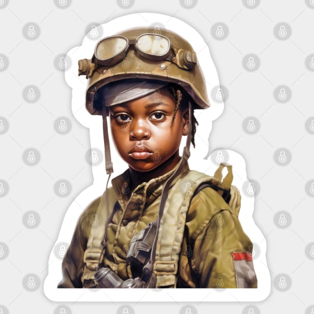 Military Minded Street Soldier Urban Warrior Black Boy Sticker by Unboxed Mind of J.A.Y LLC 